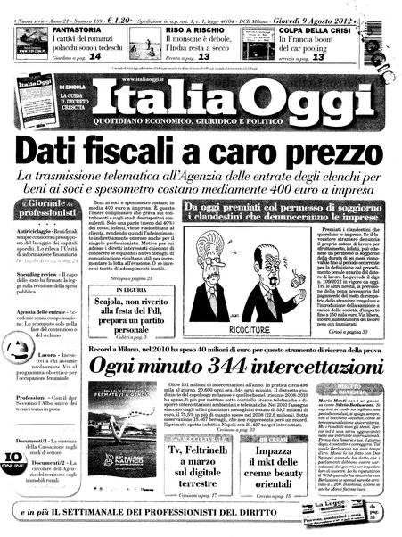 Italia oggi : quotidiano di economia finanza e politica